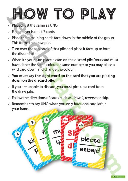 Printable rules for uno game